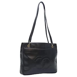 Chanel-CHANEL Shoulder Bag Leather Black CC Auth bs18212-Black
