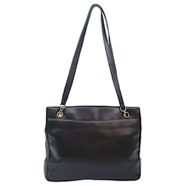 Chanel-CHANEL Shoulder Bag Leather Black CC Auth bs18212-Black