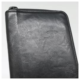 Louis Vuitton-LOUIS VUITTON Monogram Shadow Zippy Wallet Vertical Black M62902 LV Auth 91911-Black