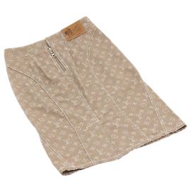 DENIM-Rock Monogram LOUIS VUITTON 36 Beige LV Auth am6864 Beige