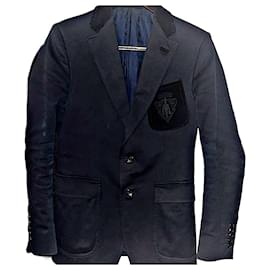 Gucci-Authentic Gucci Tom Ford Runway Cut & Sew Crest Emblem Blazer-Black