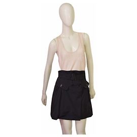 Burberry Minirock aus schwarzem Polyester mit Gürtel Schwarz