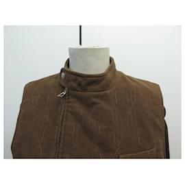 Hermès-VINTAGE HERMES VEST SLEEVELESS M 40 COTTON BROWN JACKET VEST-Brown