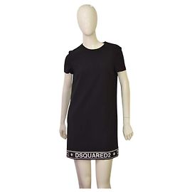 Vestido mini preto com logo Dsquared2 Preto