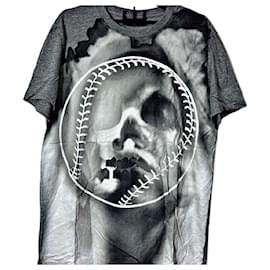 Givenchy-Authentic Givenchy 13 AW Riccardo Tisci Baseball Skull Print Tee-Grey