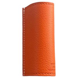 Estojo de batom de couro laranja Mysore Hermès Laranja