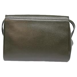 Céline-CELINE Circle Shoulder Bag Leather Khaki Gold Auth 91293-Golden,Khaki