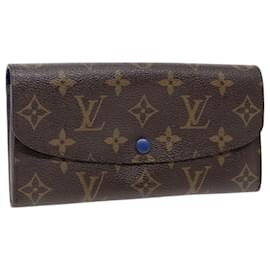 Louis Vuitton-LOUIS VUITTON Monogram Portefeuille Emily Long Wallet Blue M60138 LV Auth 90035-Blue,Monogram