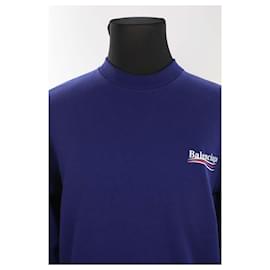 Balenciaga-Navy Cotton Sweatshirt-Navy blue