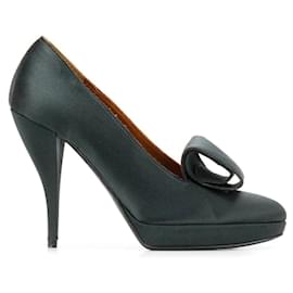 Lanvin-Lanvin Black Satin Pumps - 2000s-Black