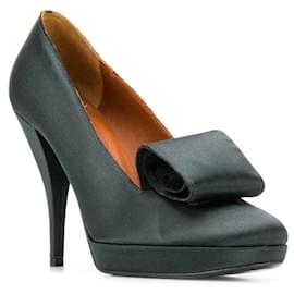 Lanvin-Lanvin Black Satin Pumps - 2000s-Black