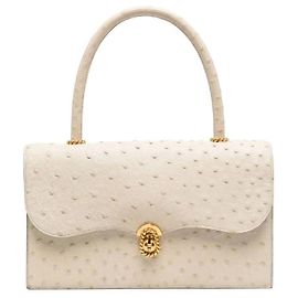 Hermès Ivory Ostrich Leather Handbag Cream