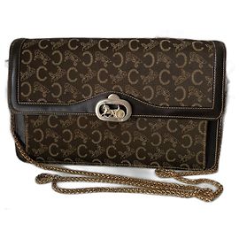 Bolsa de ombro vintage Céline Marrom Dourado