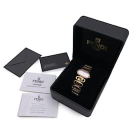 Fendi-Gold Stainless Steel Diamonds O'Lock Horizontal Watch-Golden