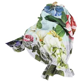 Dolce & Gabbana- Dolce & Gabbana Floral Print Puffed Sleeve Crop Top in Multicolor Cotton-Multiple colors