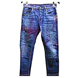 Authentic Gucci 18 AW Painted Processing Denim Blue