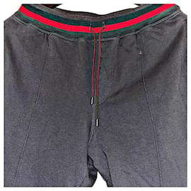 Gucci-Authentic Gucci Tom Ford Grey Web Stripe Waist Flared Sweatpants-Grey