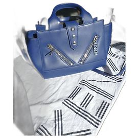 Kenzo Kalifornia Navy Blue Leather Handbag Navy blue