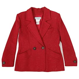 Yves Saint Laurent Veste en tweed rouge YSL Variation années 1990 Rouge