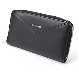 Cartera larga de cuero negro Balenciaga Negro