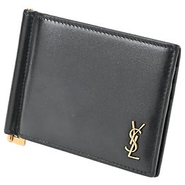 Saint Laurent Tiny Cassandra Bill Clip Wallet Black