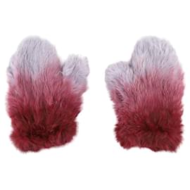 Yves Salomon-Fur gloves-Dark red
