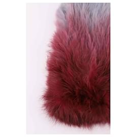 Yves Salomon-Fur gloves-Dark red