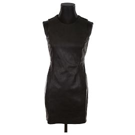 Theory Lederkleid Schwarz