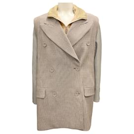 Fendi-Fendi Tan Houndstooth Multi-Layer Coat-Camel