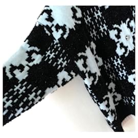 Autre Marque-We11done Spike Studded Space Invader Tinsel Sweater Jumper-Black,Blue