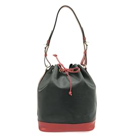 Louis Vuitton-LOUIS VUITTON Noe Epi Shoulder Bag M44017 Bicolor (Black) Castigliana Red Leather (engraved LV logo)-Black