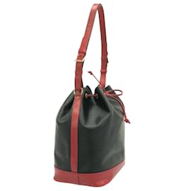 Louis Vuitton-LOUIS VUITTON Noe Epi Shoulder Bag M44017 Bicolor (Black) Castigliana Red Leather (engraved LV logo)-Black