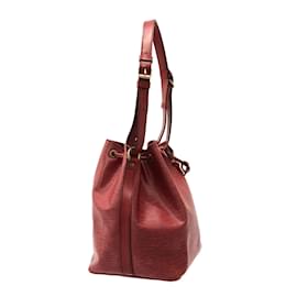 Louis Vuitton-LOUIS VUITTON Petit Noe Epi Shoulder Bag M44107 Red Castilian Leather (engraved LV logo)-Red