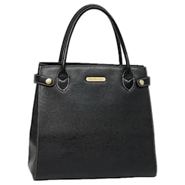 Autre Marque-Burberrys Hand Bag Leather Black Gold Auth bs18555-Black,Golden