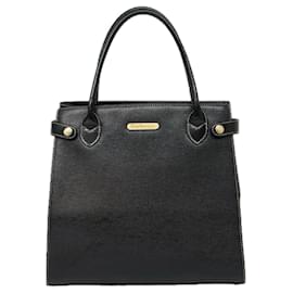 Autre Marque-Burberrys Hand Bag Leather Black Gold Auth bs18555-Black,Golden