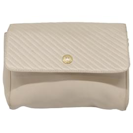 Céline-CELINE Chain Shoulder Bag Leather Beige Gold Auth fm3837-Beige,Golden