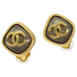 Chanel-CHANEL COCO Mark Earring metal Gold CC Auth bs18469-Golden