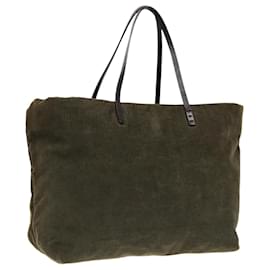 Fendi-FENDI Tote Bag Corduroy Khaki Auth fm3899-Khaki