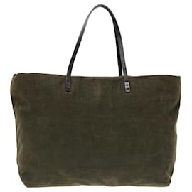 Fendi-FENDI Tote Bag Corduroy Khaki Auth fm3899-Khaki