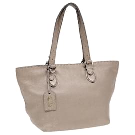 Fendi-FENDI Celeria Tote Bag Leather Silver Silver Tone Auth fm3806-Silvery,Other