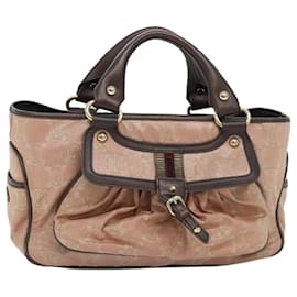 Céline-CELINE Macadam Canvas Boogie bag Hand Bag Pink Gold Auth ep5744-Pink,Golden