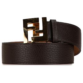 Brown Fendi FF Pebbled Leather Belt Brown