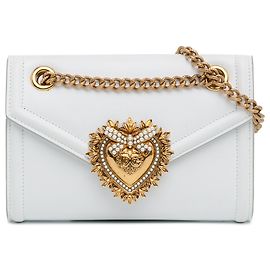 White Dolce & Gabbana Small Leather Devotion Crossbody Bag White