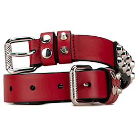 Cinto de couro vermelho com studs Prada Vermelho