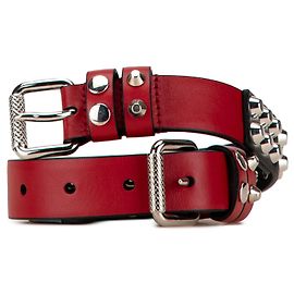 Red Prada Studded Leather Belt Red