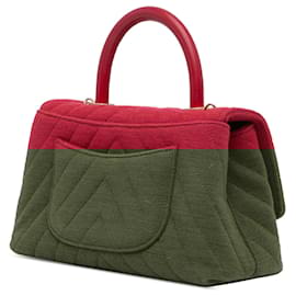 Chanel-Red Chanel Small Chevron Jersey Coco Top Handle Satchel-Red