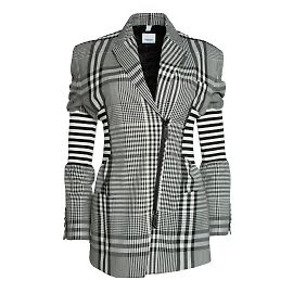 Schwarz-weißer karierten Blazer von Burberry Schwarz Weiß