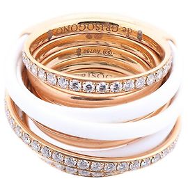 De Grisogono Allegra Rose Gold and White Ceramic with Diamonds Ring, Size 53 EU Golden