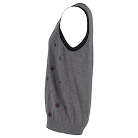 Gucci-Gucci Bee & Star Sweater Vest in Grey Wool-Grey