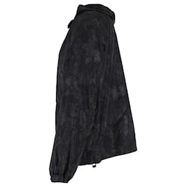 Valentino Garavani-Valentino Hooded Butterfly Print Jacket in Black Polyester-Black